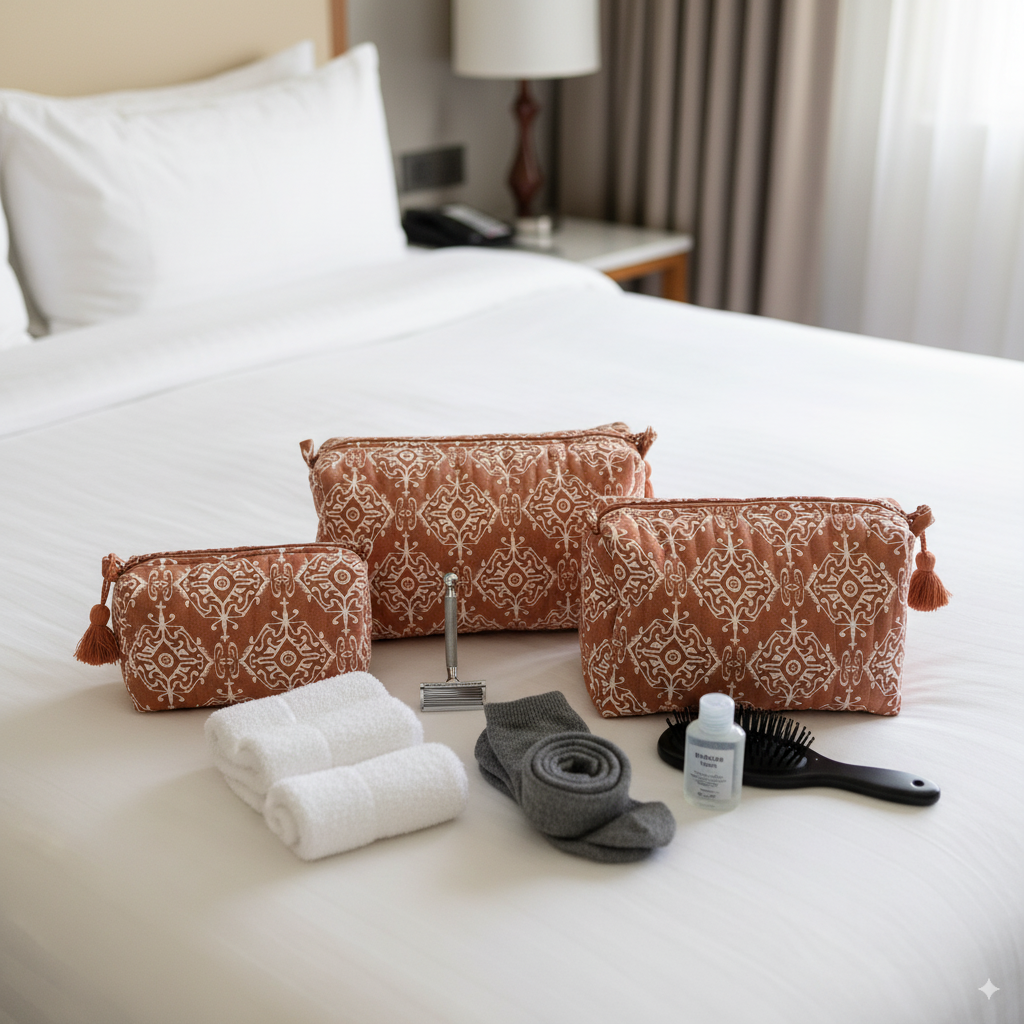 Quilted Pouches - Agra Red