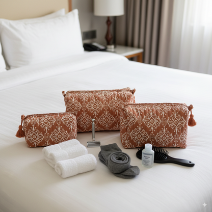 Quilted Pouches - Agra Red