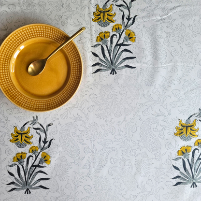 Ochre Falling Flower Tablecloth