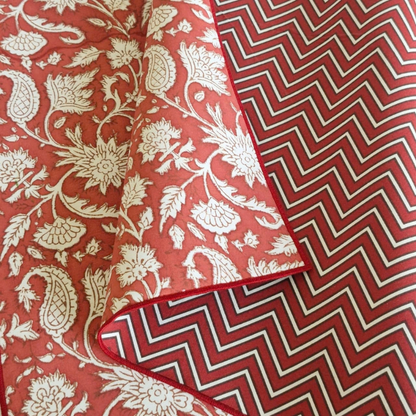 Sweet Almond Mahjong Tablecloth + All Over Red Floral & Chevron Mahjong Mat