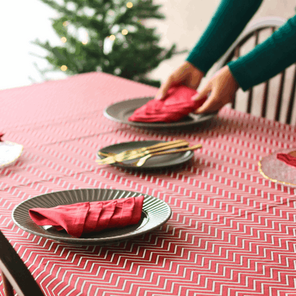 All Over Red Chevron Tablecloth