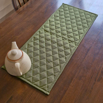 Woven Moss Green Tablepad Rectangle (11"X29") Moss Green