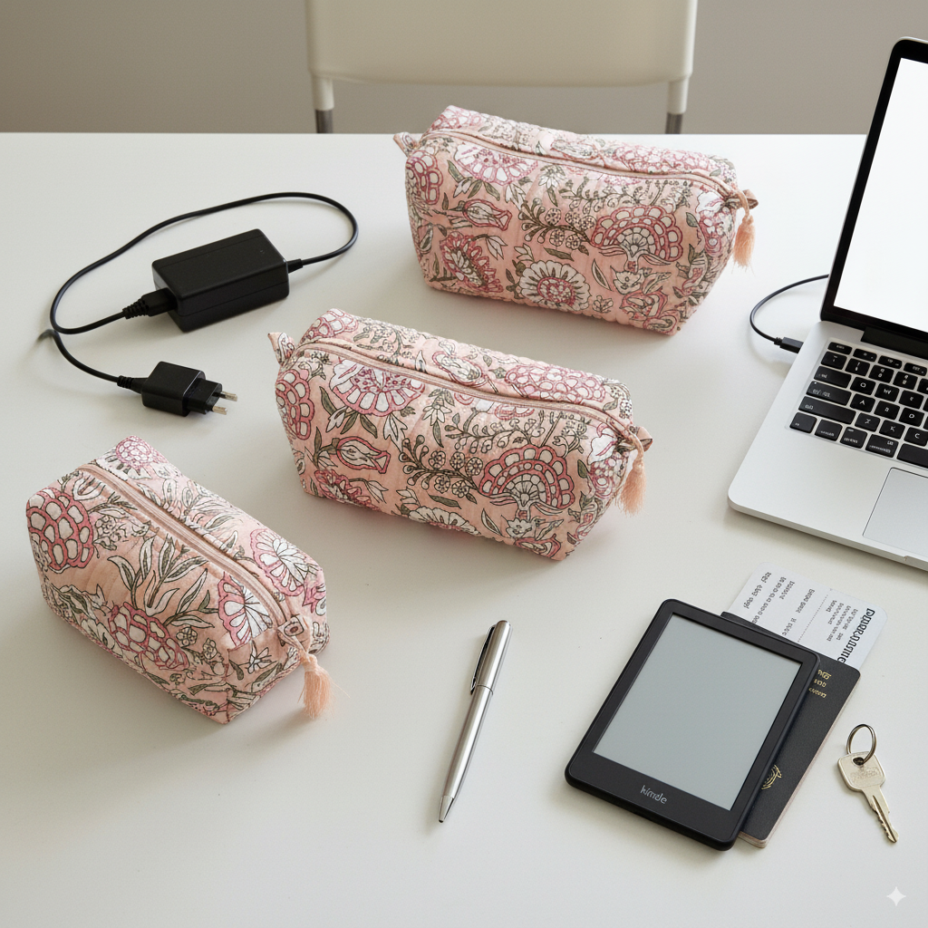 Quilted Pouches - Blushing Meadows