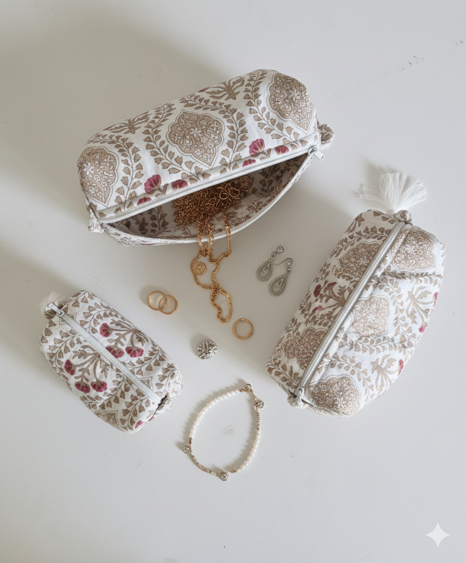 Quilted Pouches - Sweet Almond