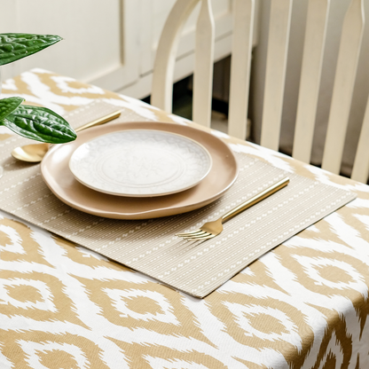 Ikat Inspired Beige Tablecloth