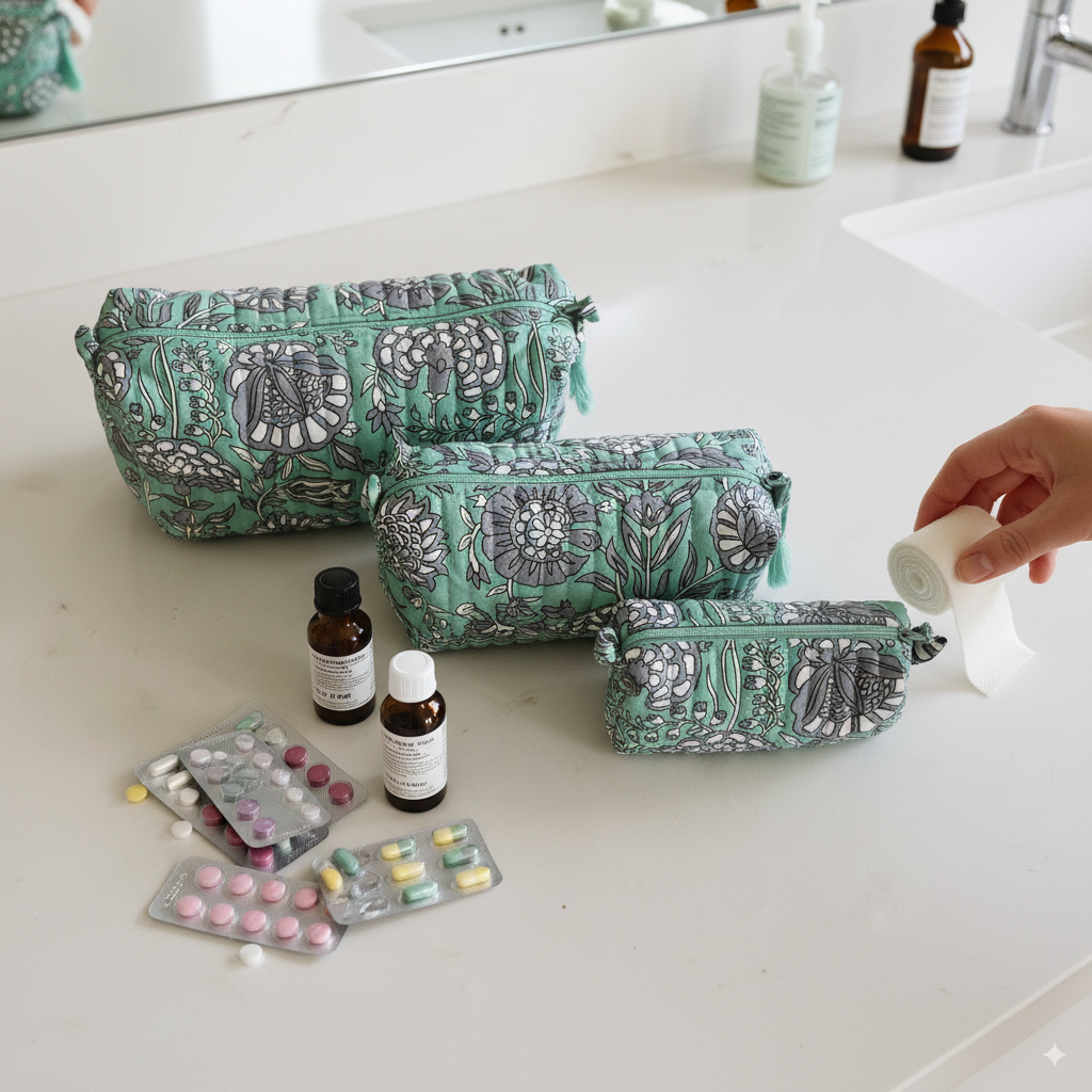 Quilted Pouches - Tranquil Teal