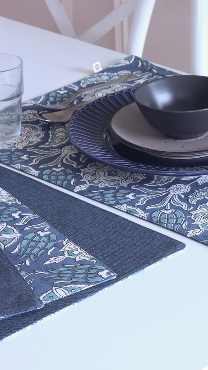 Stormy Skies & Woven Aegean Blue Placemats