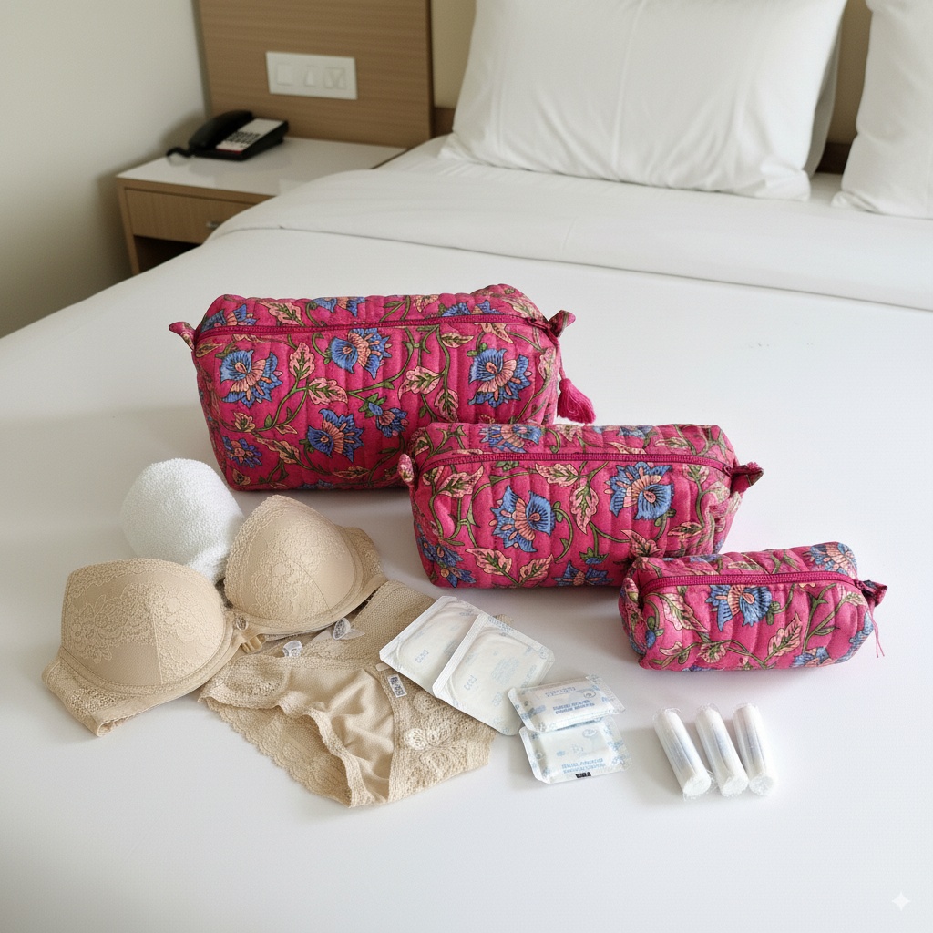 Quilted Pouches - Royal Fuschia