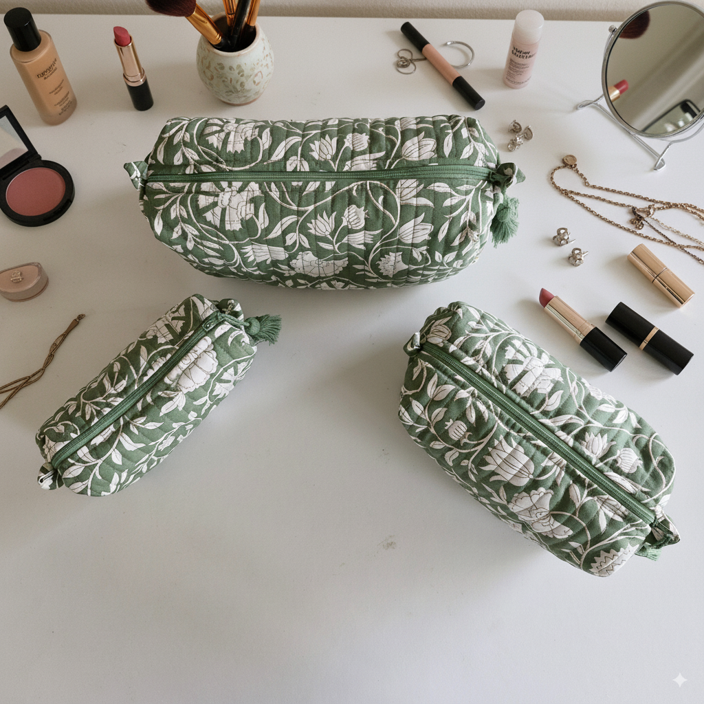 Quilted Pouches - Forest Pine