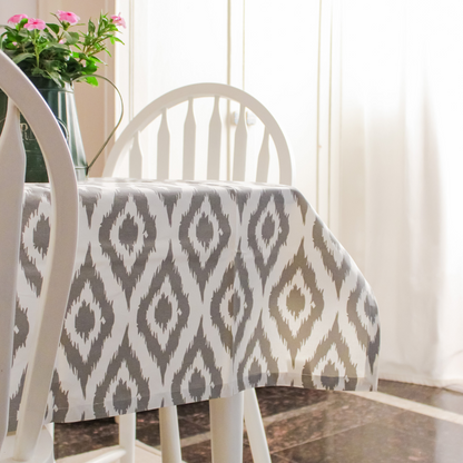 Ikat Inspired Grey Tablecloth