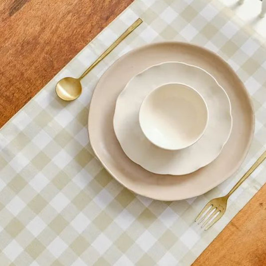 Farmhouse - Beige Gingham Checks Runner