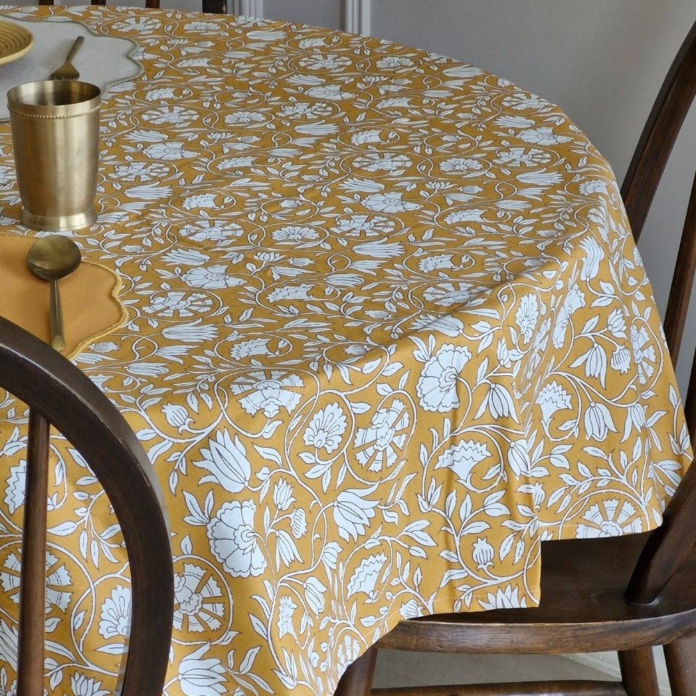 Mustard Fields Cotton Tablecloth