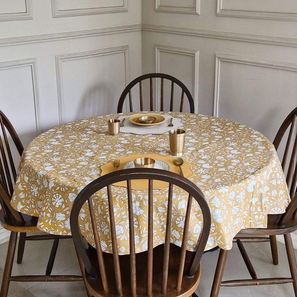 Mustard Fields Cotton Tablecloth