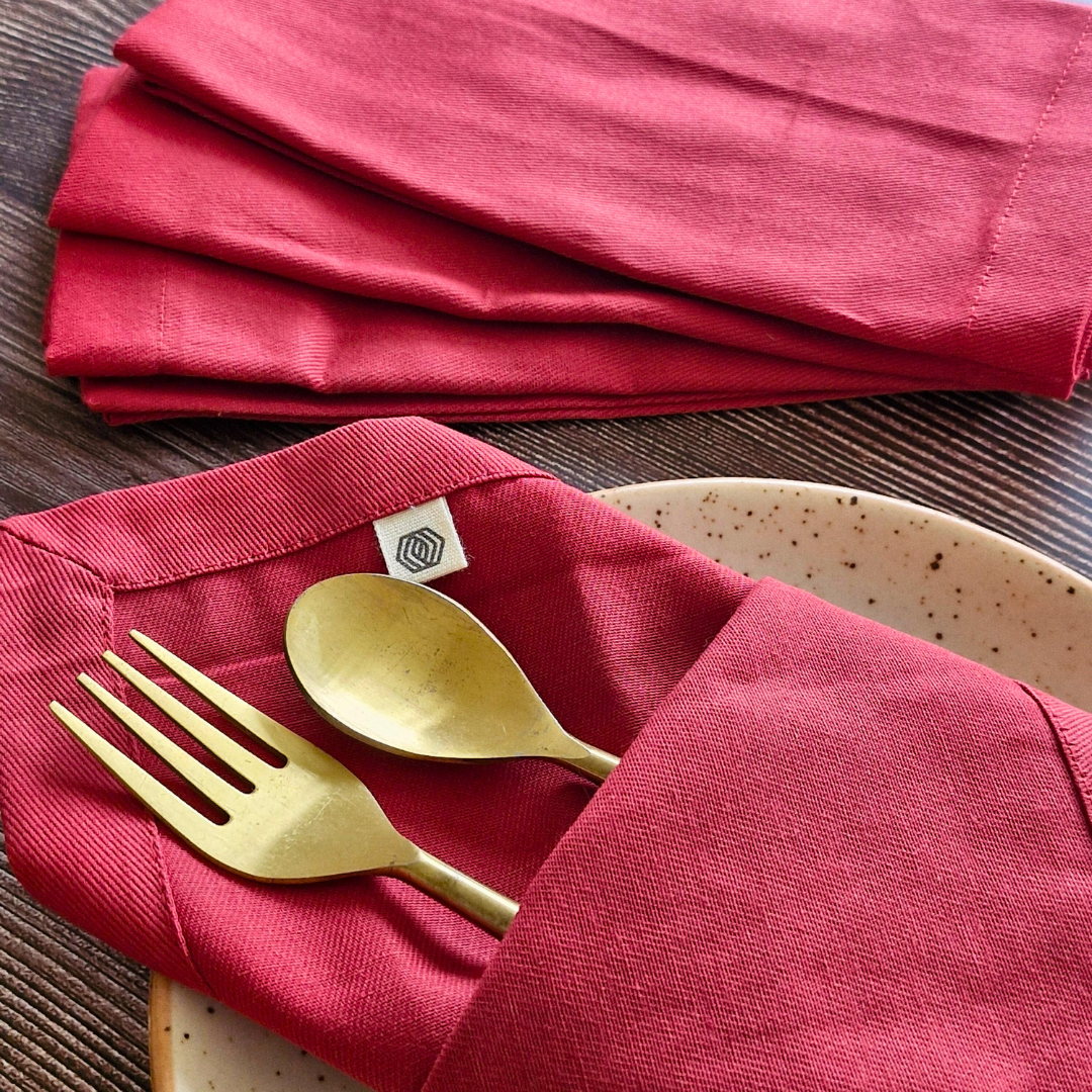 Coral Red - Cotton Table Napkins