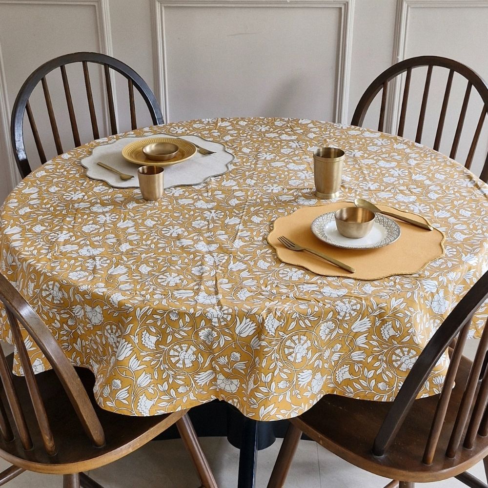 Mustard Fields Cotton Tablecloth