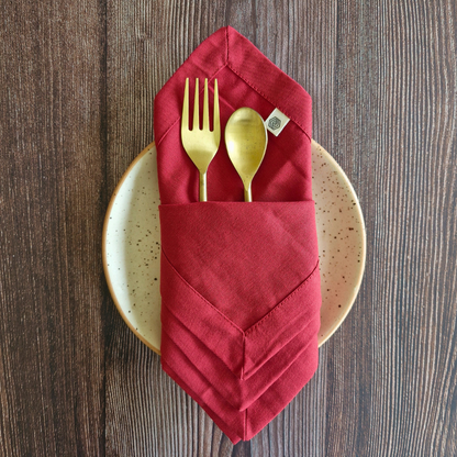 Coral Red - Cotton Table Napkins Red