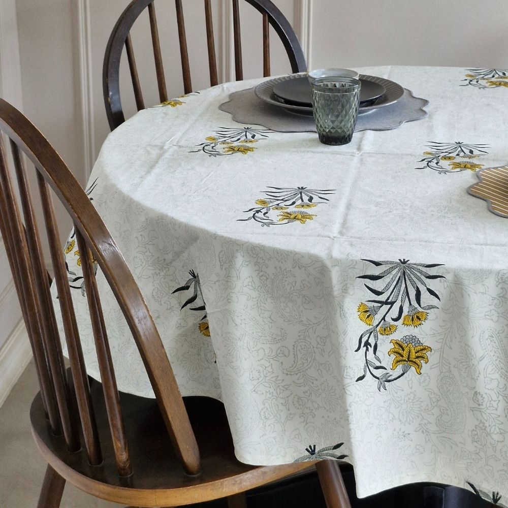 Ochre Falling Flower Tablecloth Ochre