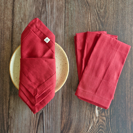 Coral Red - Cotton Table Napkins