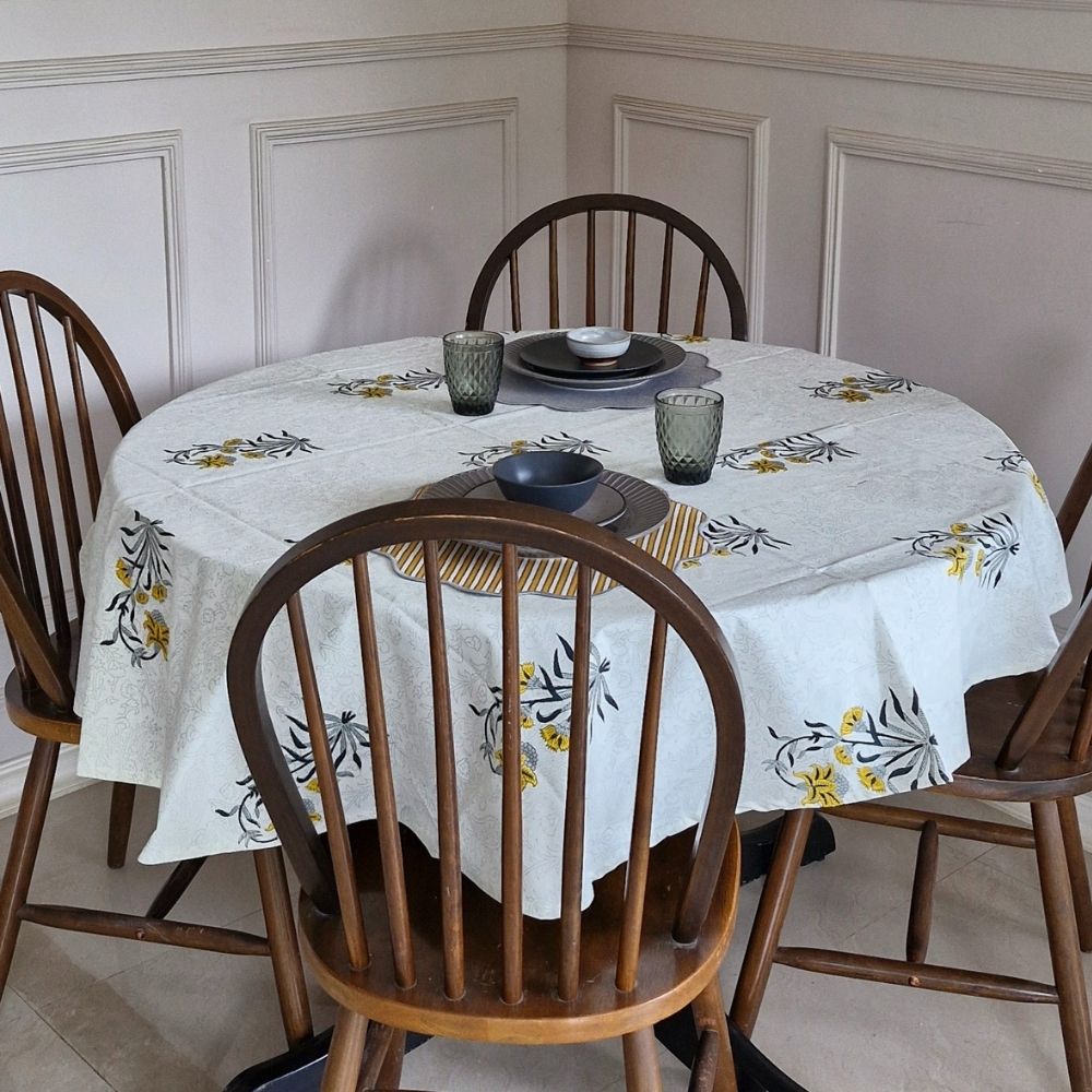 Ochre Falling Flower Tablecloth