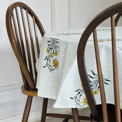 Ochre Falling Flower Tablecloth