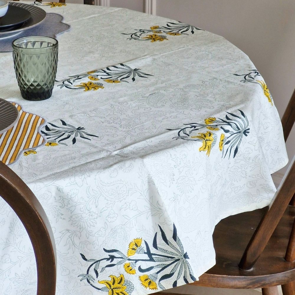 Ochre Falling Flower Tablecloth