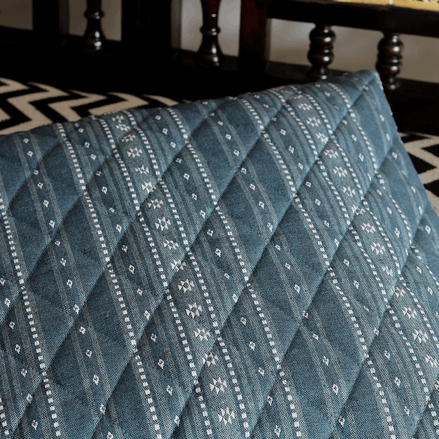 Woven Aegean Blue Cushion Cover