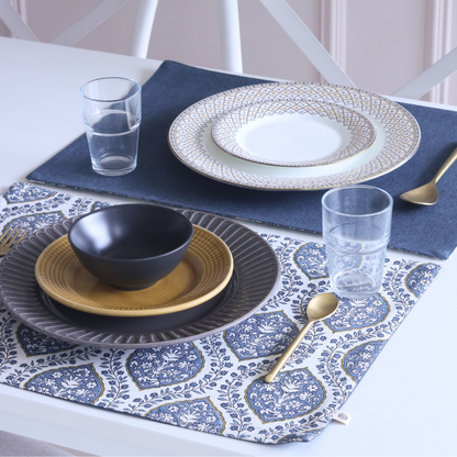 Morning Dew & Woven Aegean Blue Placemats