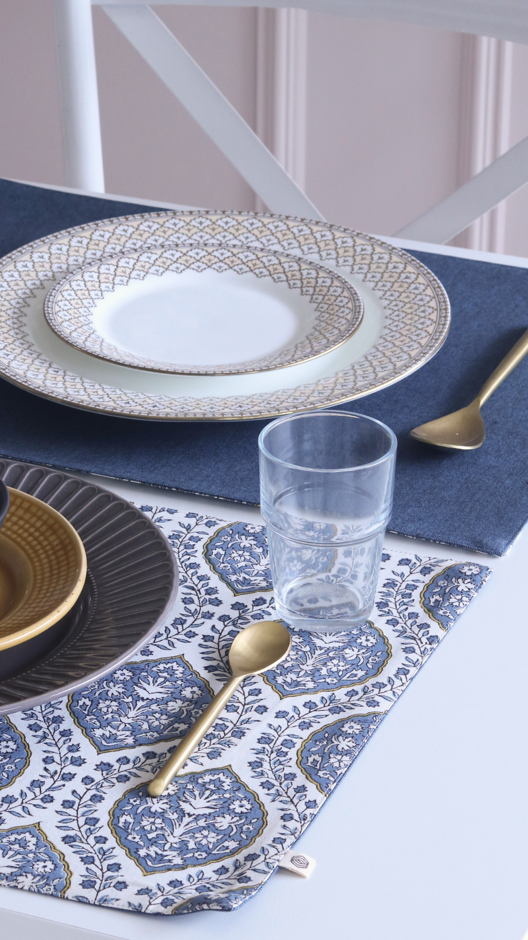 Morning Dew & Woven Aegean Blue Placemats