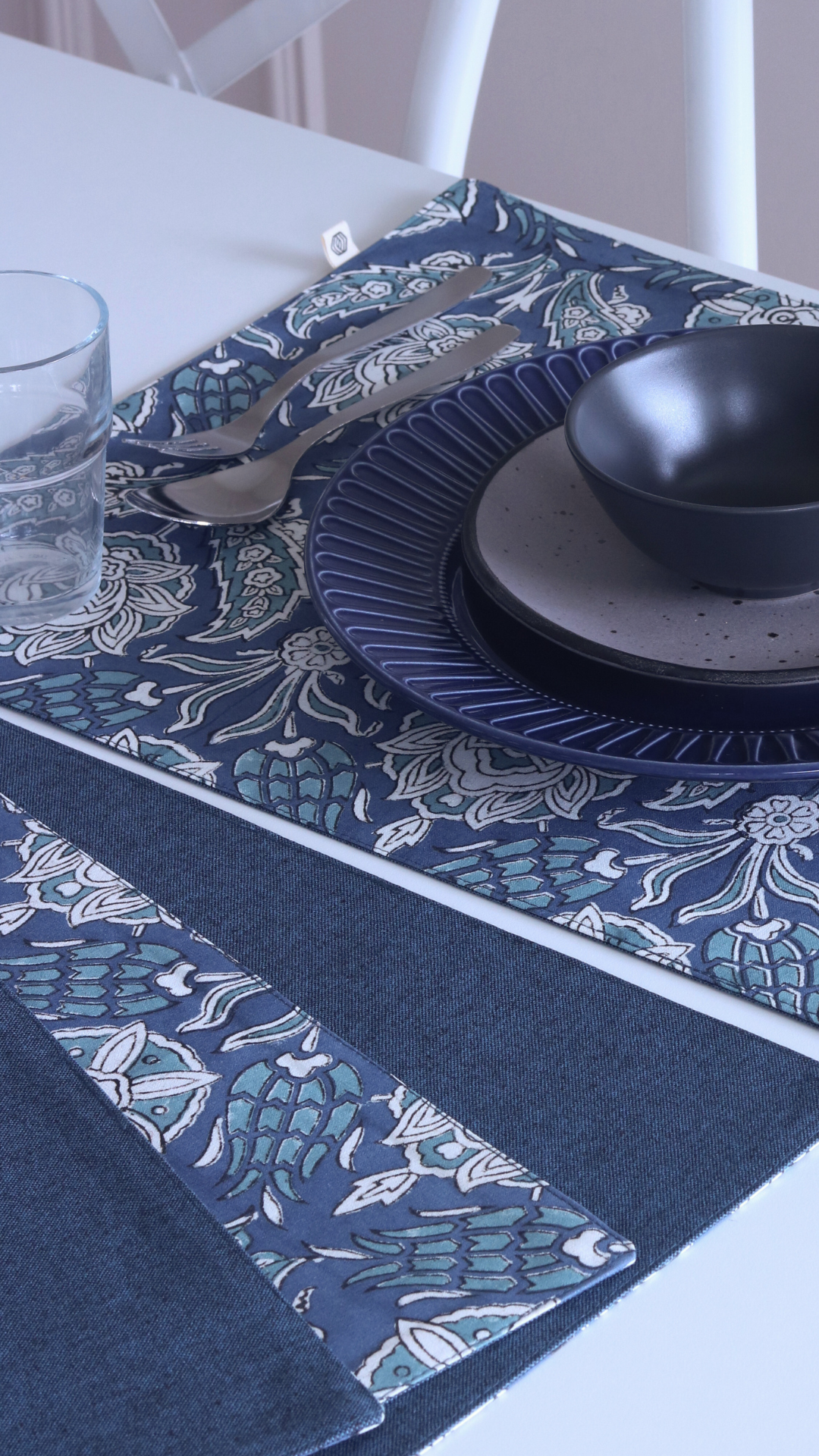 Stormy Skies & Woven Aegean Blue Placemats