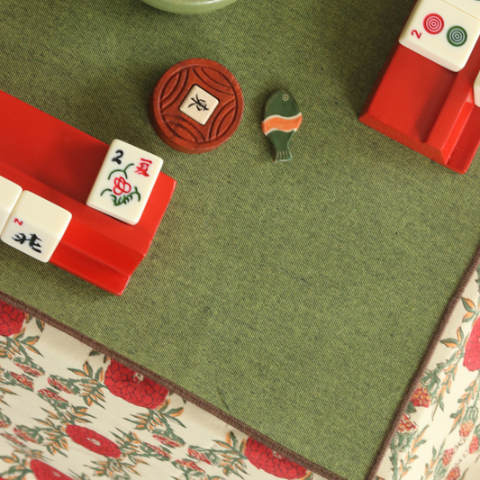Serene Sunset & Moss Green Chambray Mahjong Mat