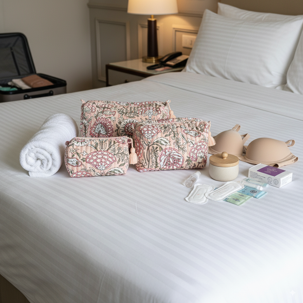 Quilted Pouches - Blushing Meadows