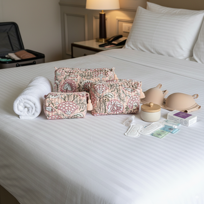 Quilted Pouches - Blushing Meadows