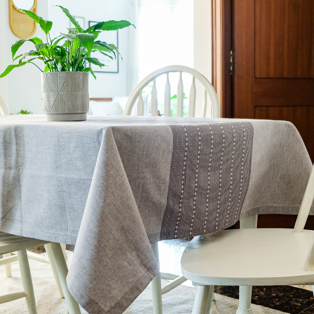 Woven Winter Grey Tablecloth