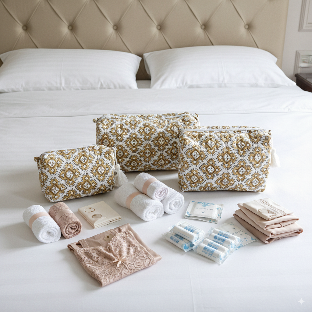 Quilted Pouches - Chai and Toast