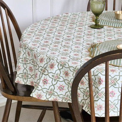 Persian Garden Tablecloth Pink & Green