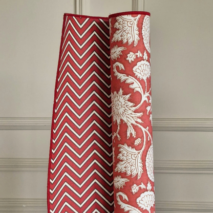 Sweet Almond Mahjong Tablecloth + All Over Red Floral & Chevron Mahjong Mat