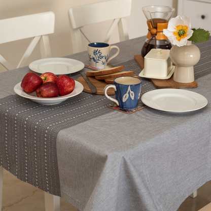 Woven Winter Grey Tablecloth