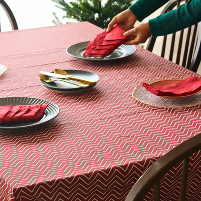 All Over Red Chevron Tablecloth