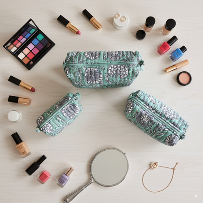 Quilted Pouches - Tranquil Teal