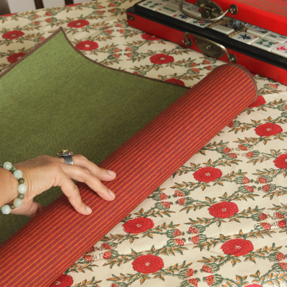 Serene Sunset & Moss Green Chambray Mahjong Mat