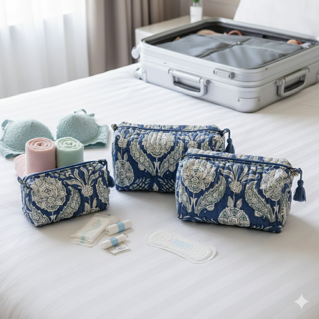 Quilted Pouches - Stormy Skies