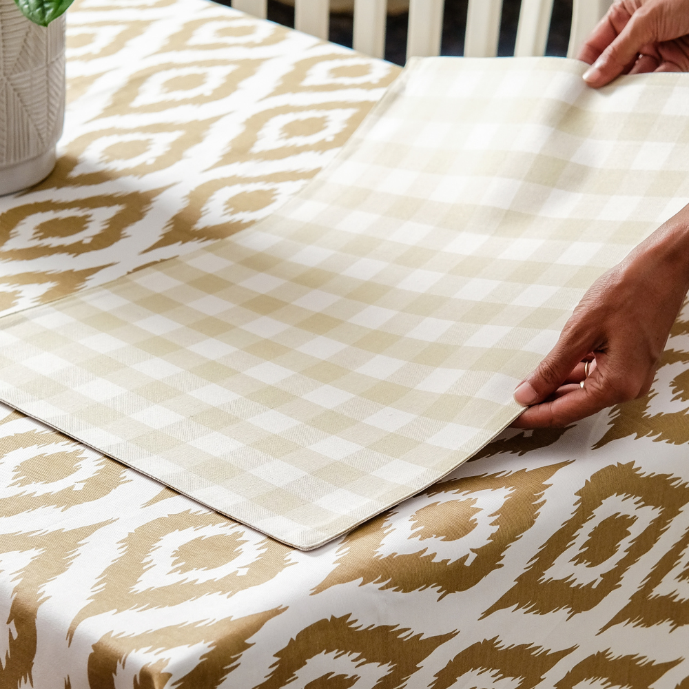 Ikat Inspired Beige Tablecloth