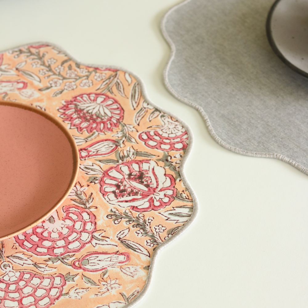 Blushing Meadows & Woven Grey Placemats