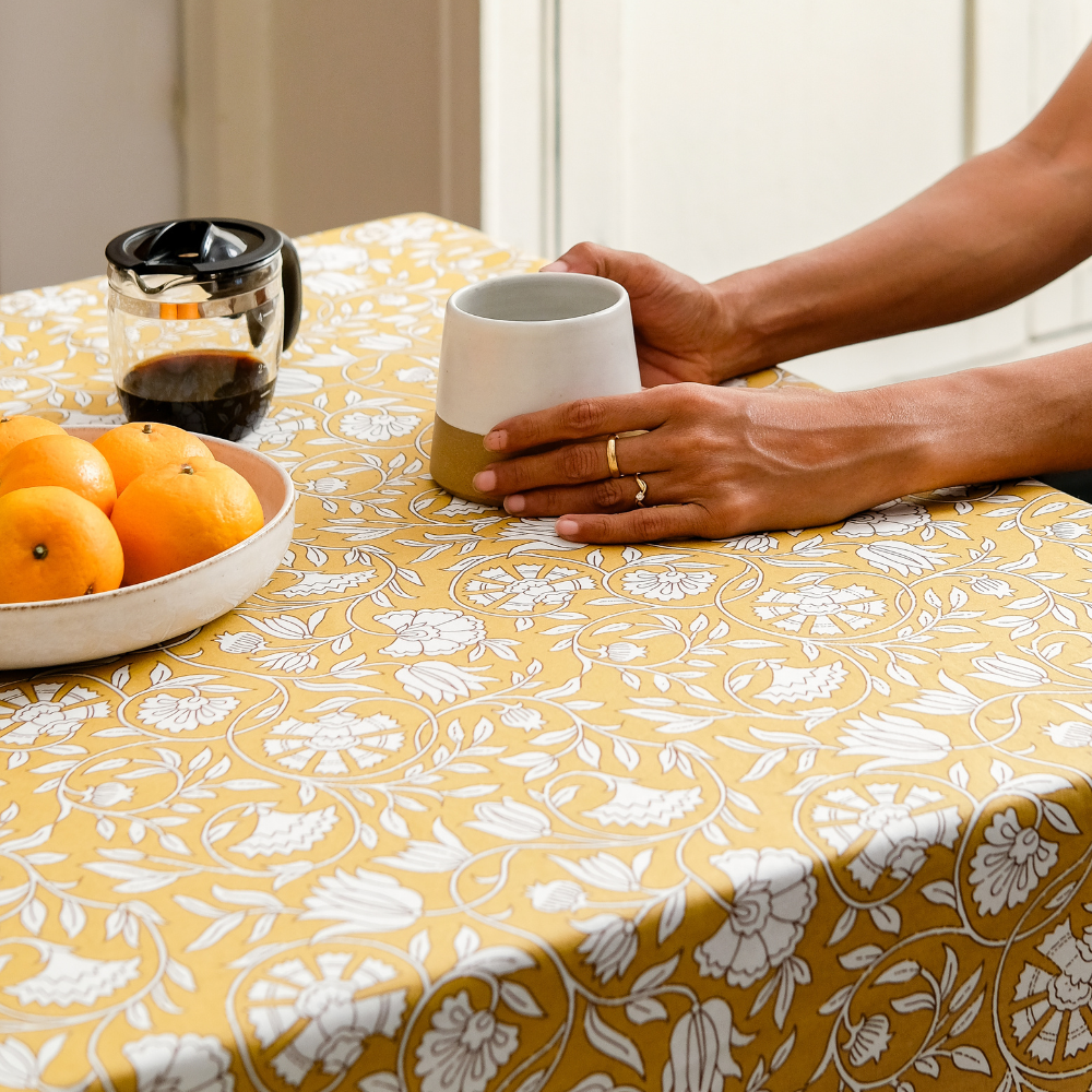 Mustard Fields Cotton Tablecloth