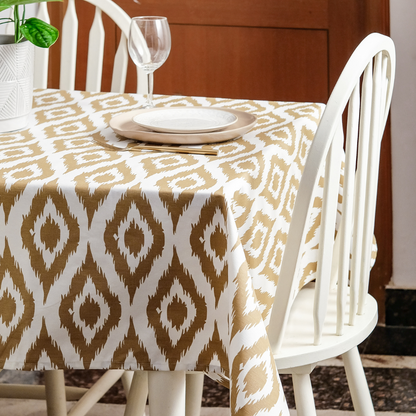 Ikat Inspired Beige Tablecloth