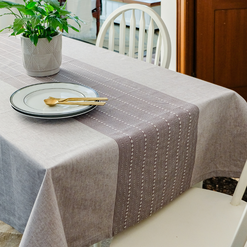 Woven Winter Grey Tablecloth