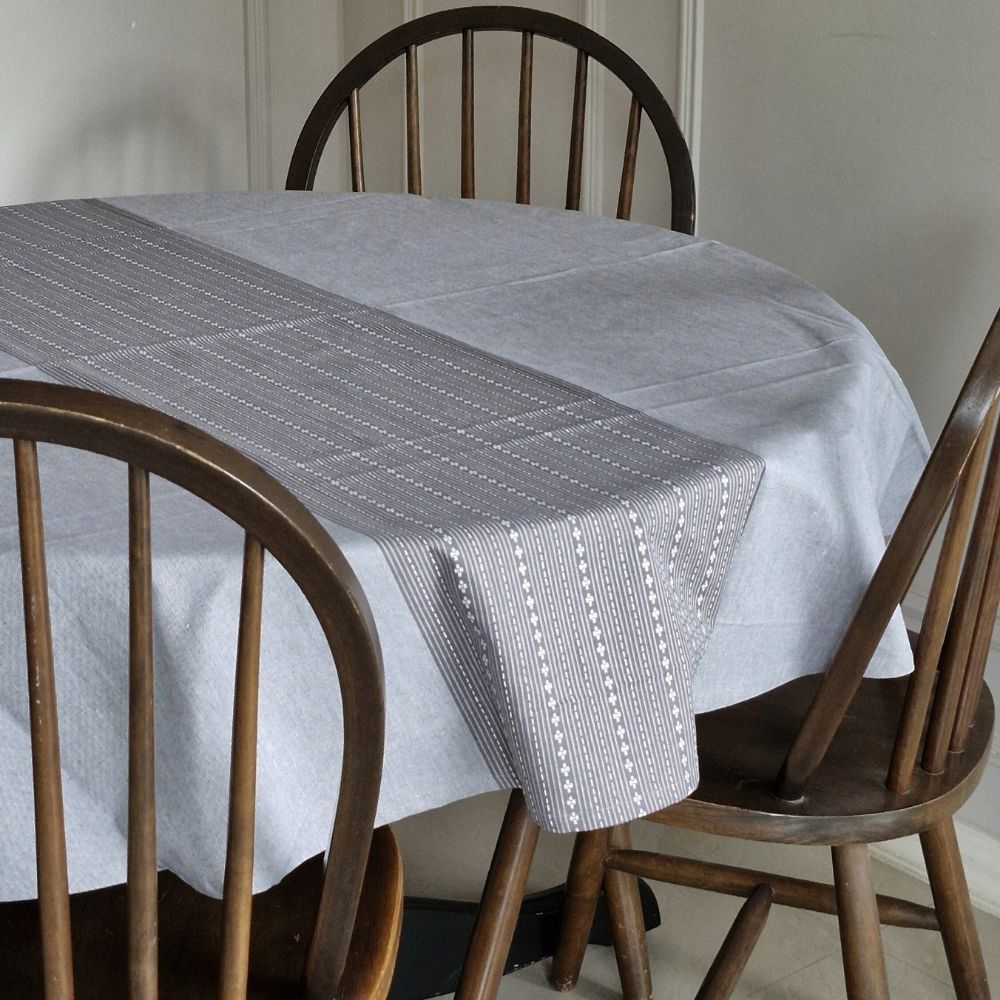 Woven Winter Grey Tablecloth Gray