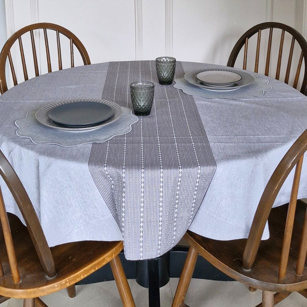 Woven Winter Grey Tablecloth
