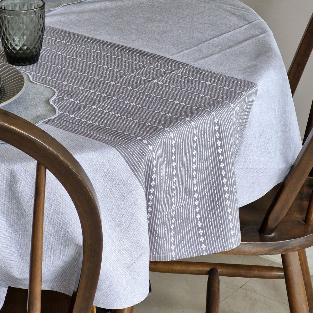 Woven Winter Grey Tablecloth