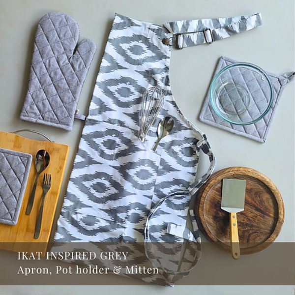 Kitchen Essentials Set - Apron + Mitten + Potholder